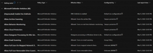 Defender for Endpoint Effective Settings Defender for Endpoint Effective Settings-Screenshot